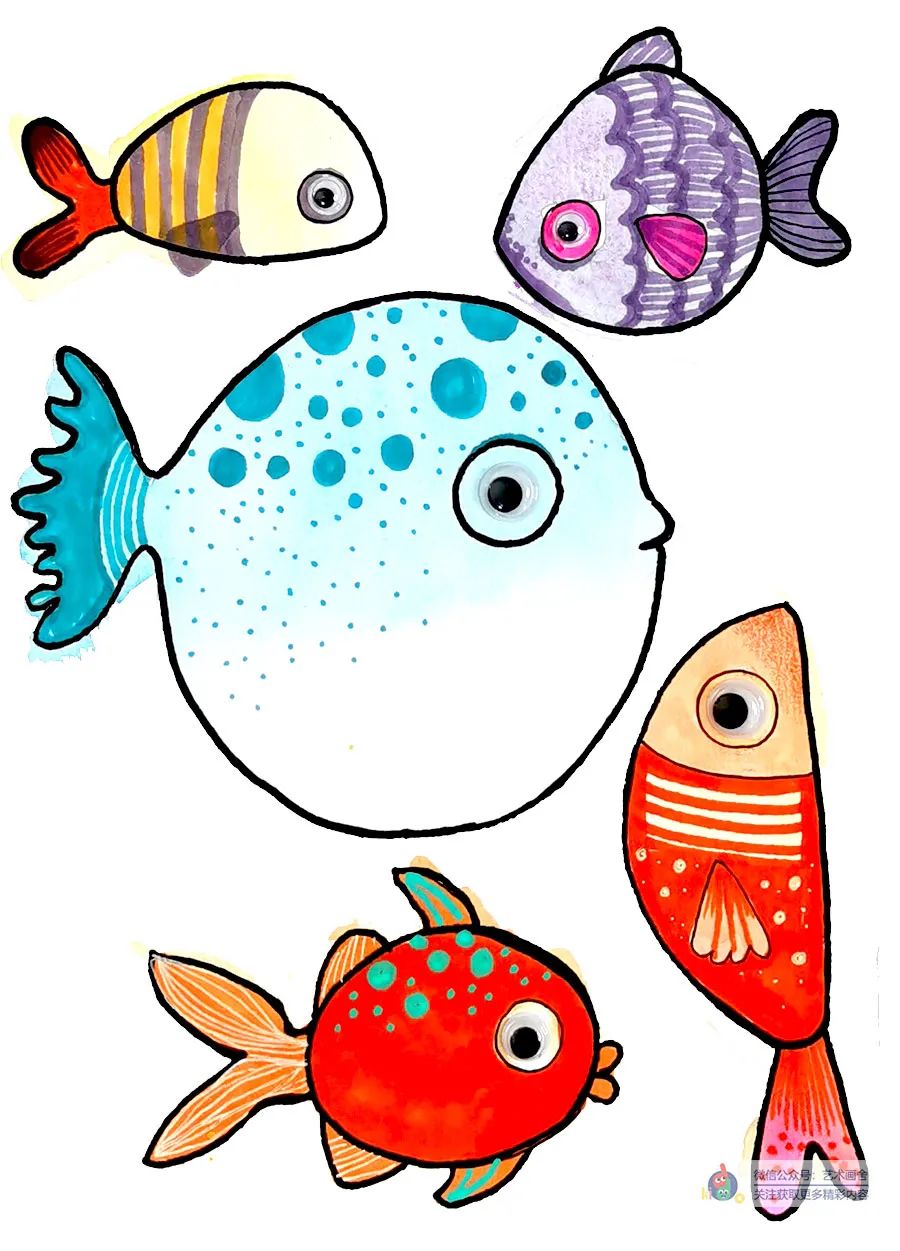 海洋世界幼儿简笔画大全（分享海洋世界鱼类儿童画教程 ）