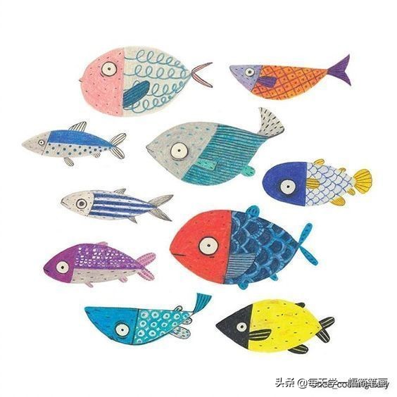 100种画鱼简笔画图片（分享一百种漂亮彩色小鱼的画法素材）