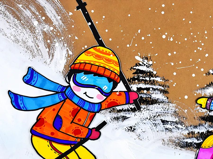 儿童体育运动绘画图片大全（关于滑雪运动项目儿童画教程）