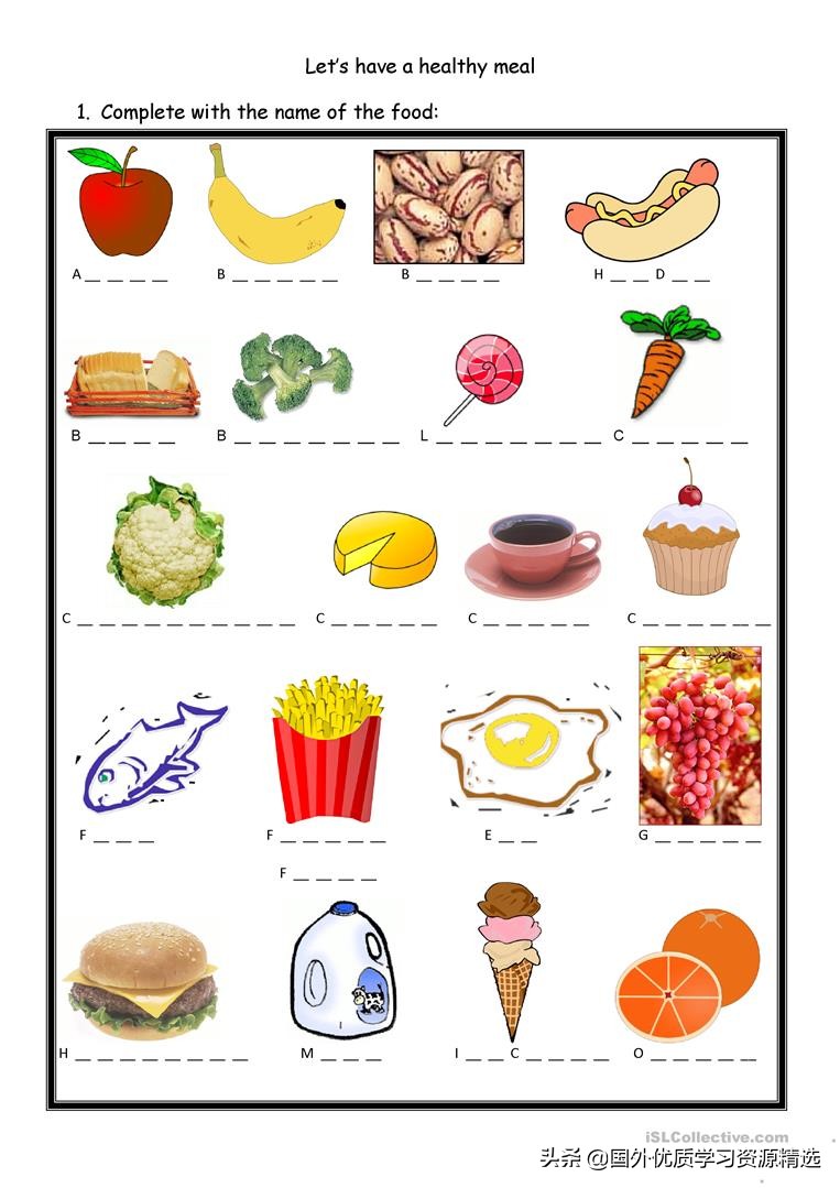 小学食物英文单词（人教PEP五上食物英语词汇）