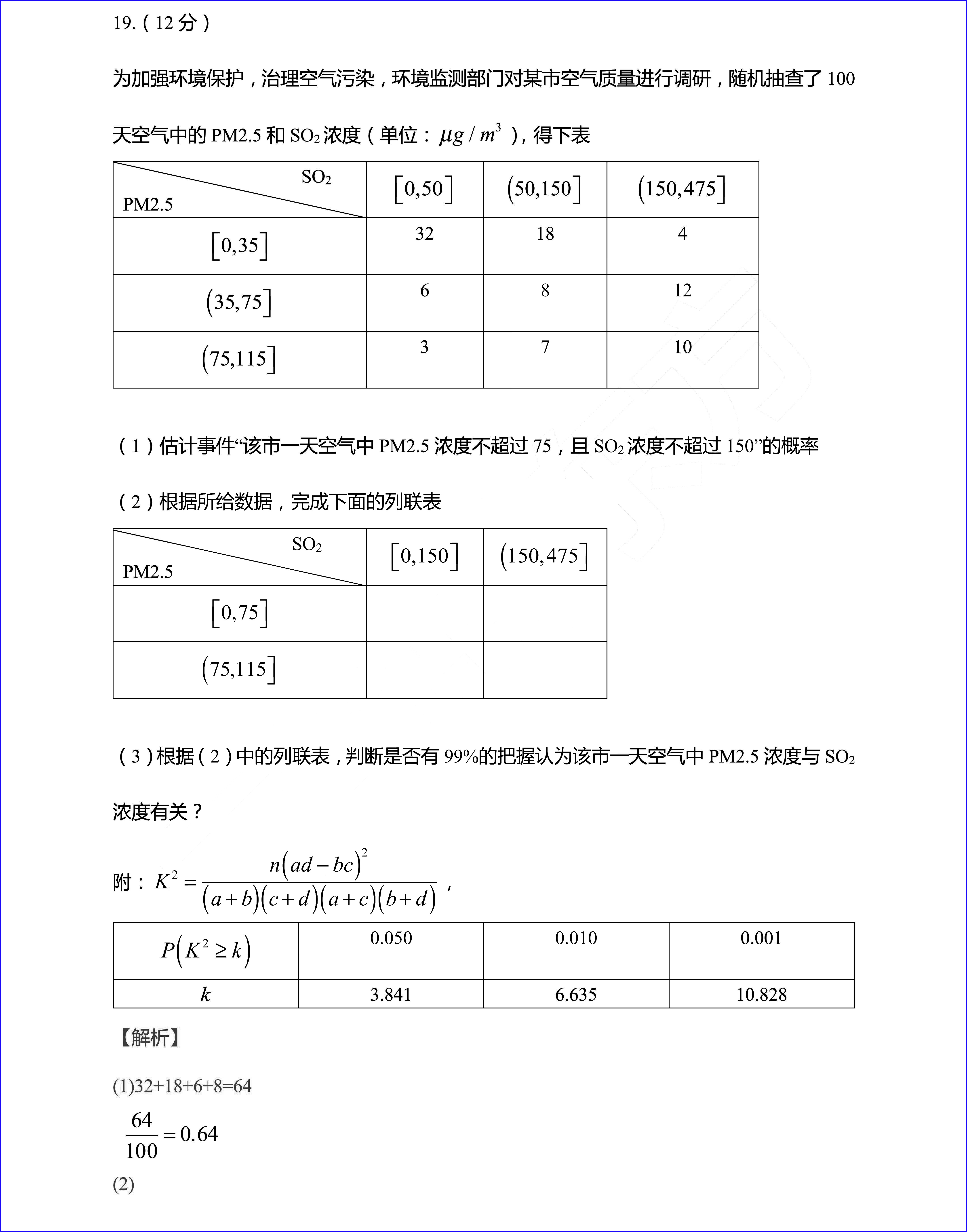 2020数学高考试卷（高考全国一卷数学试卷答案解析）