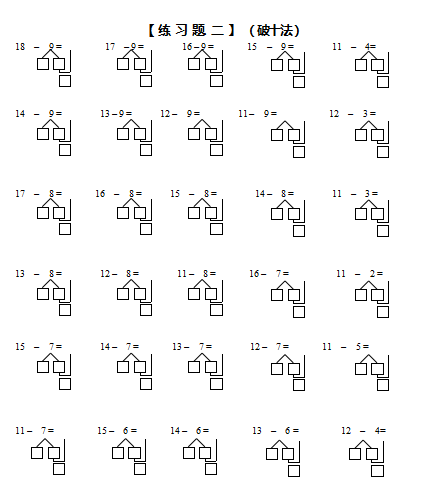 数学减法运算定律破十法（幼小衔接数学口诀歌）