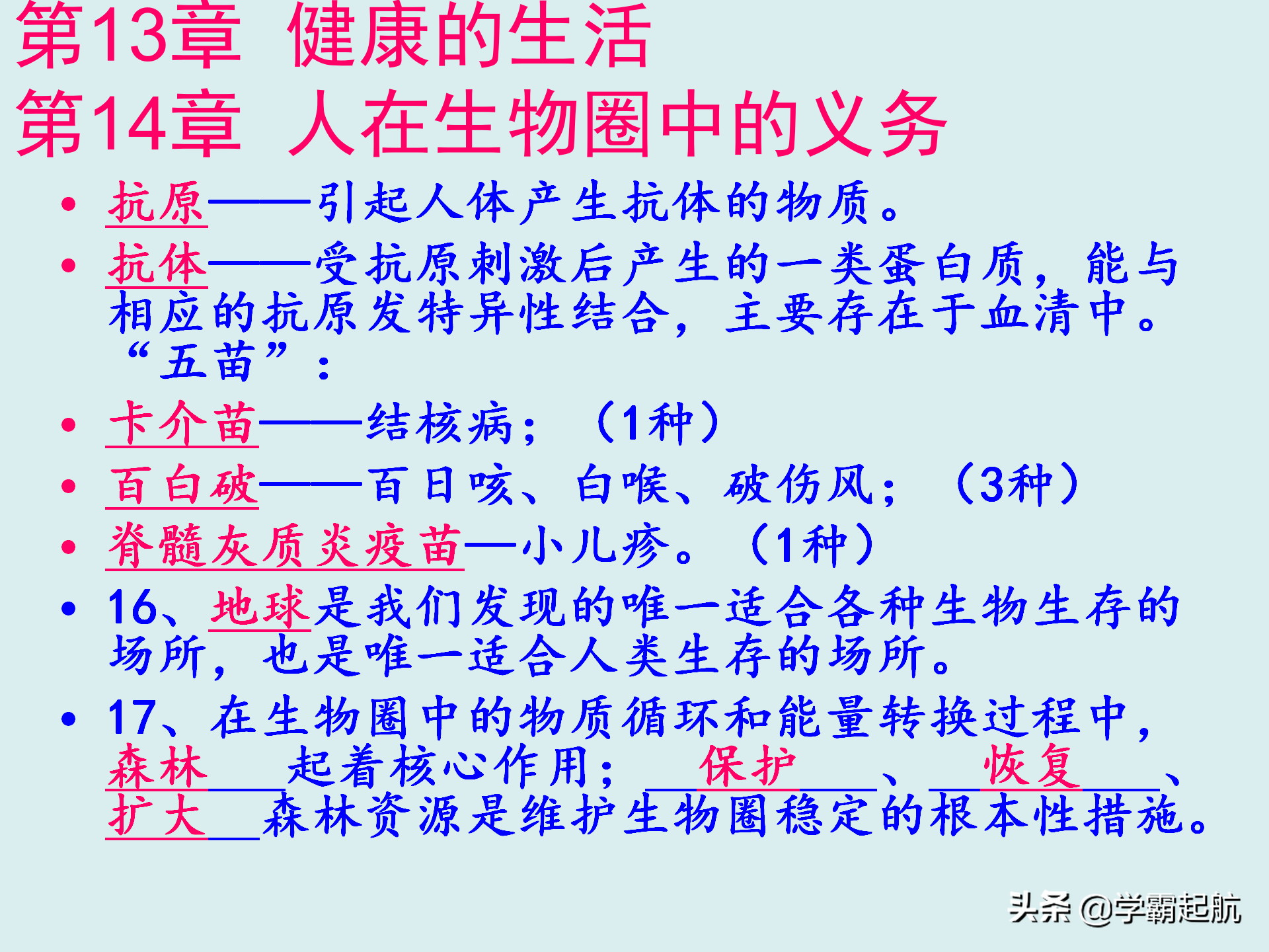 七年级下册生物复习内容，生物核心考点图文梳理