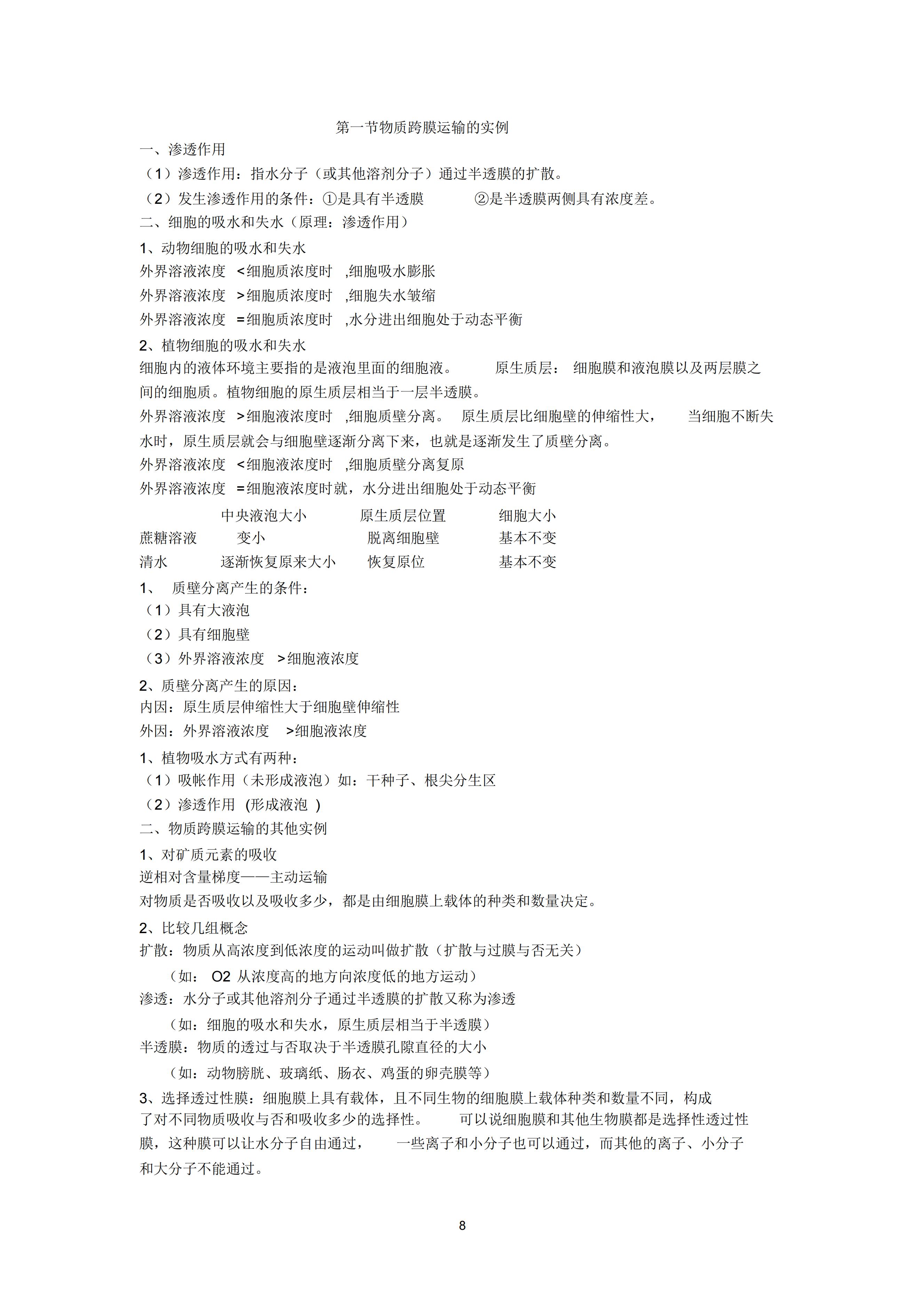 高一生物必修一知识点归纳（生物学霸笔记汇总）