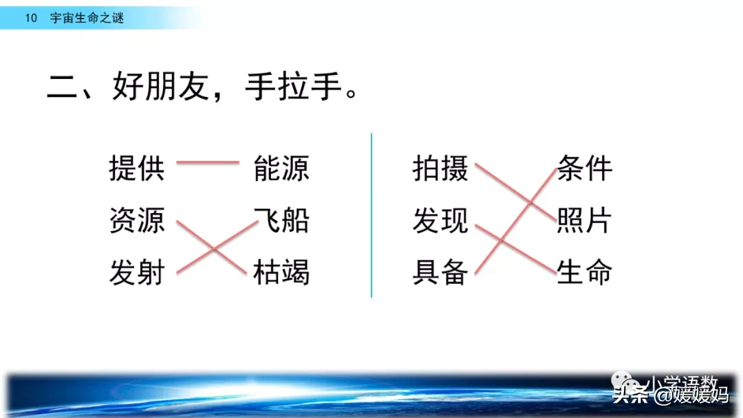 宇宙生命之谜课件及同步练习，六上语文字词课题