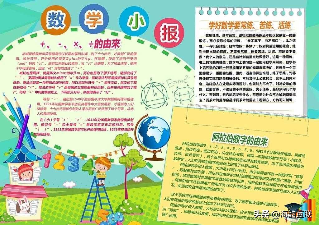 数学手抄报的内容怎么写（分享11张趣味手抄报内容摘抄）