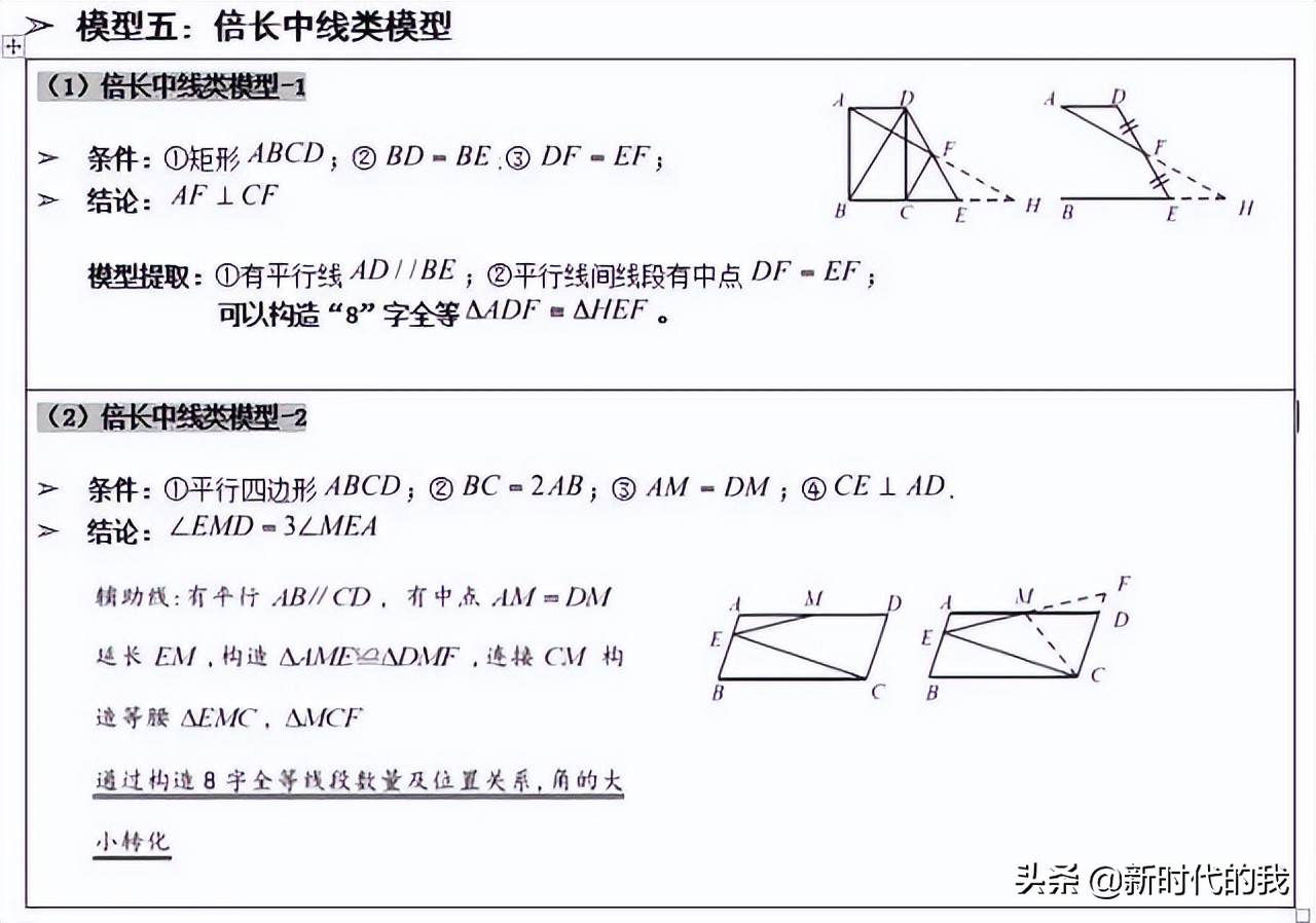 数学几何题解题不再吃力（初中数学常用模型总结）