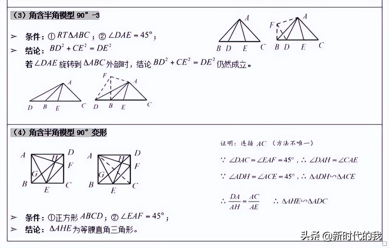 数学几何题解题不再吃力（初中数学常用模型总结）