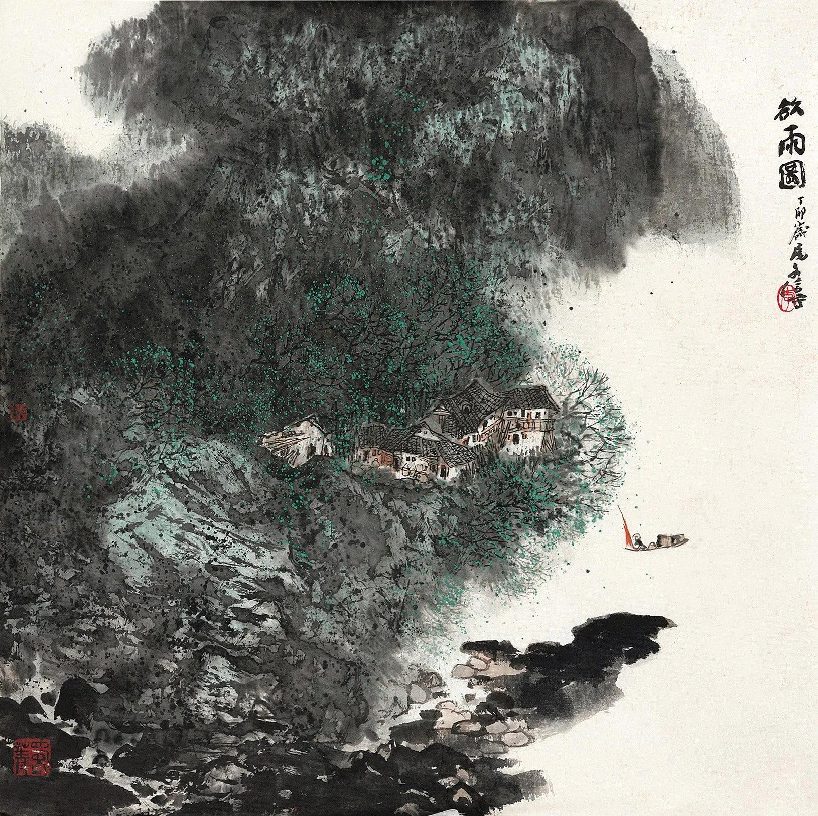 当代著名画家李文信的手笔，平淡中显奇趣的李氏山水画