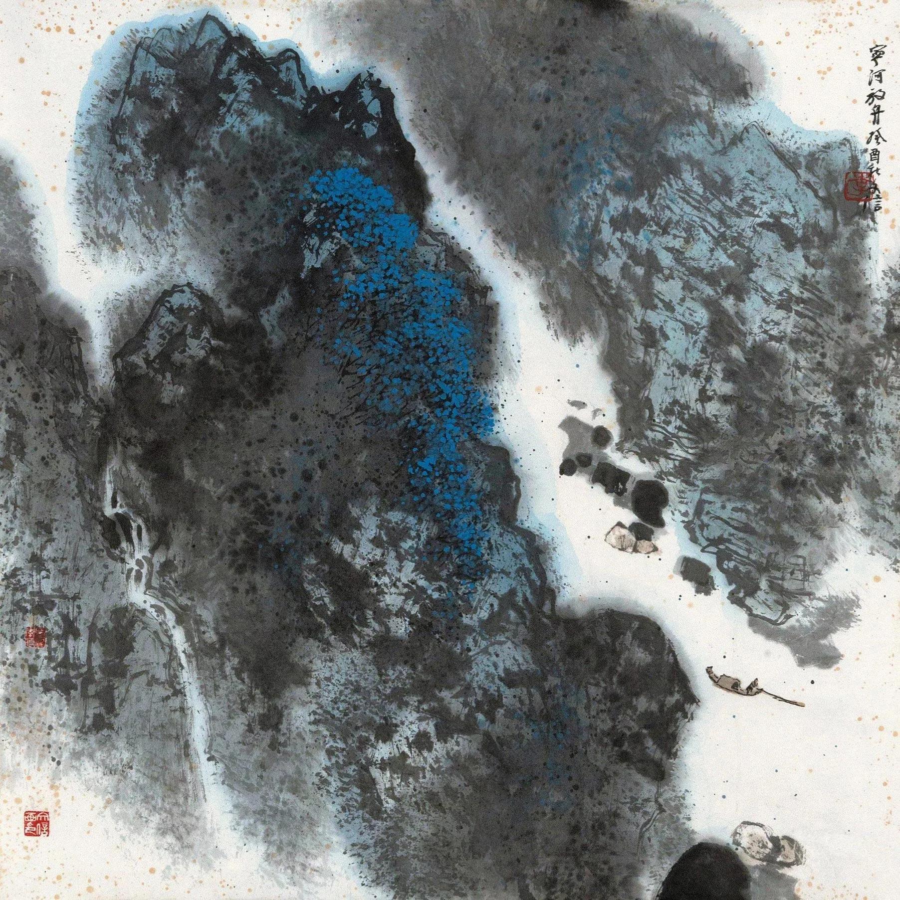 当代著名画家李文信的手笔，平淡中显奇趣的李氏山水画