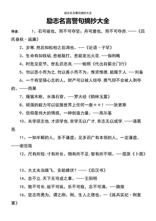 有关励志古人名言集锦摘录的短句有哪些（古人名言，启迪人心）