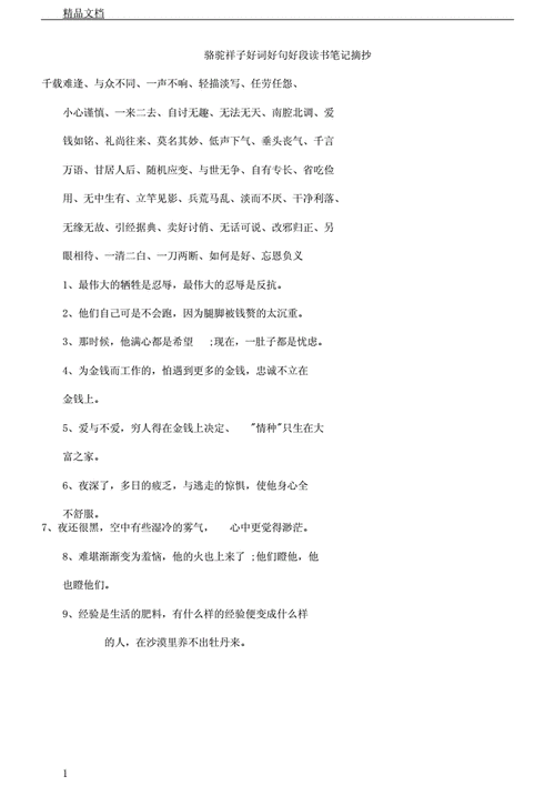 骆驼祥子第十四章的好词好句好段（在黄沙中寻找自我）