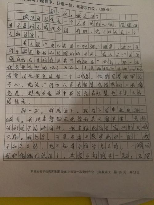 关于我流泪了的作文500字（《爱的奇迹》）