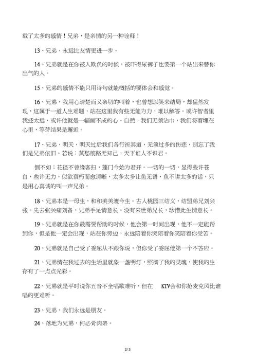 关于兄弟句子短句（兄弟情深：唯美句子篇）