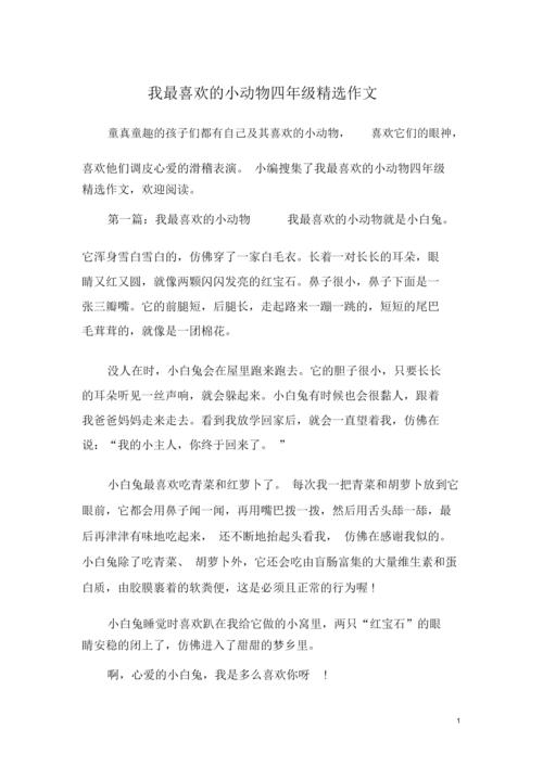 有关我喜欢的小动物的作文300字（《小兔的故事》）