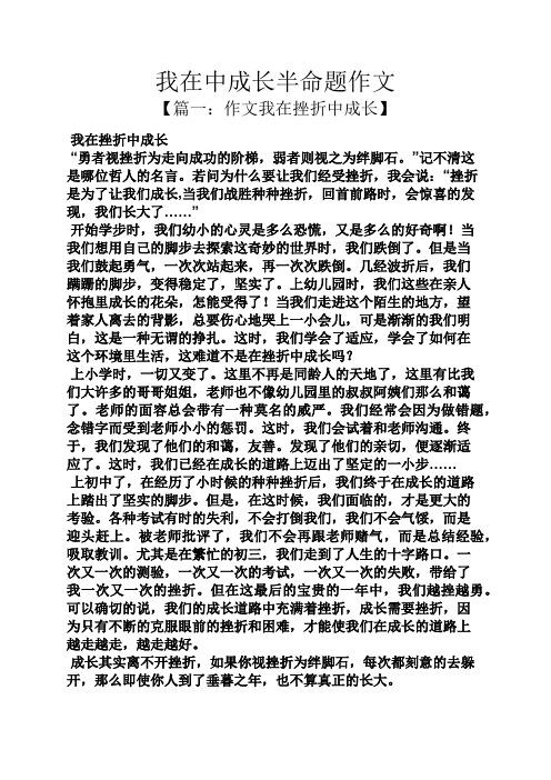 我在挫折中成长作文800字记叙文（《挫折中成长》）