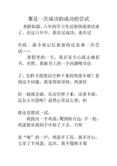 关于那是一次勇敢的尝试的作文400字（《勇敢尝试，奇迹创造》）